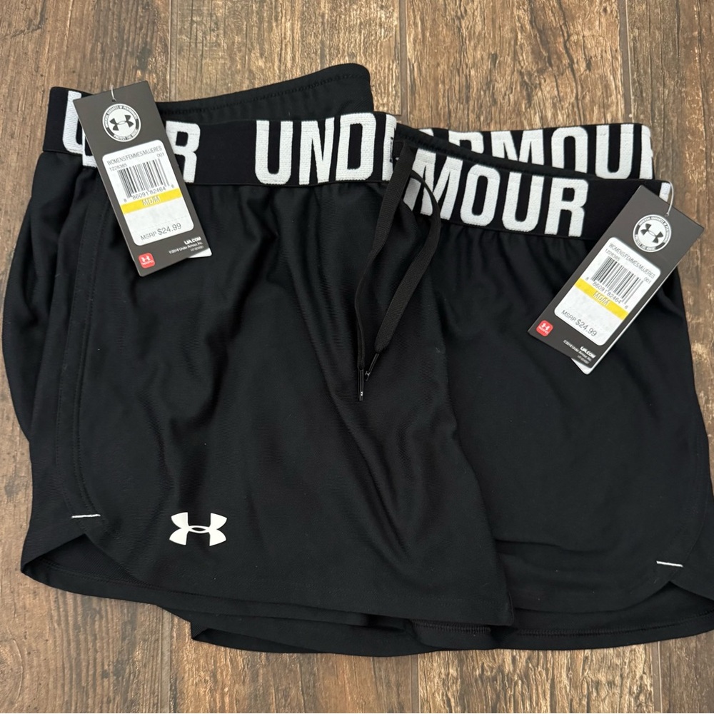 2 NEW pairs Under Armour Black Athletic Shorts Performance Fit